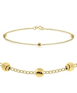 Gold Plated Balls Silver Bracelet BRS-452-GP